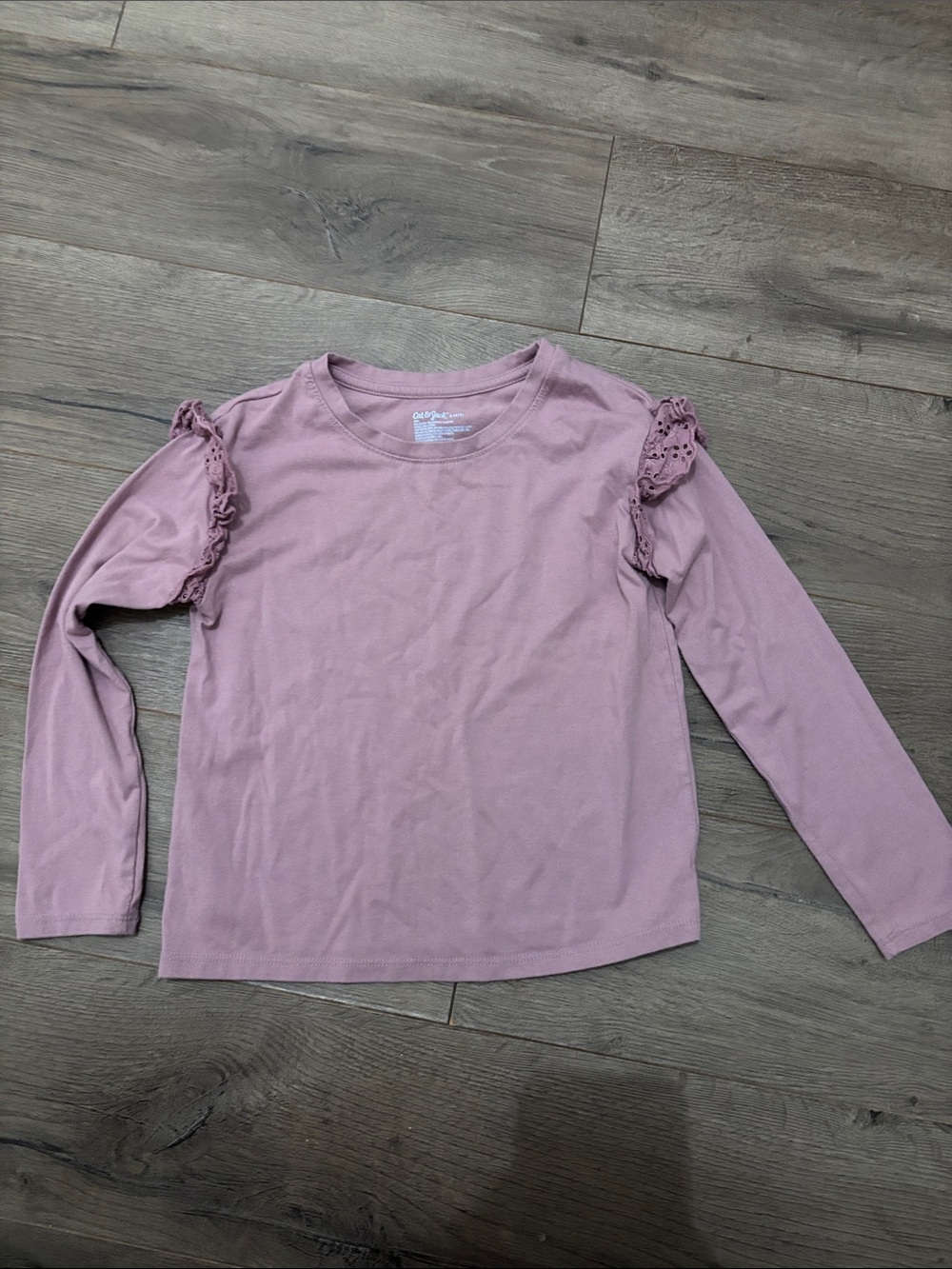 Cat & Jack Mauve Long-Sleeve Ruffle Shoulder Top